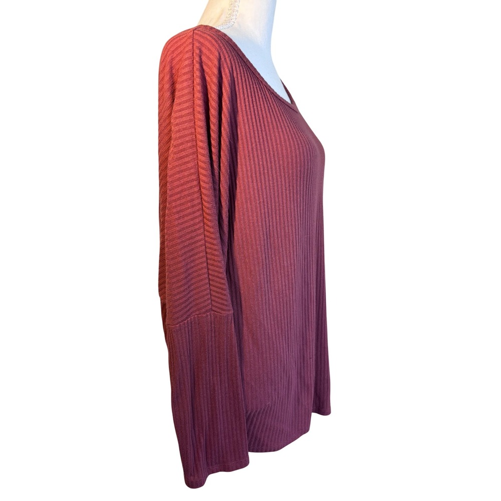 Korye  Terracotta Ribbed Knit Dolman Sleeve Scoop Neck Top XL